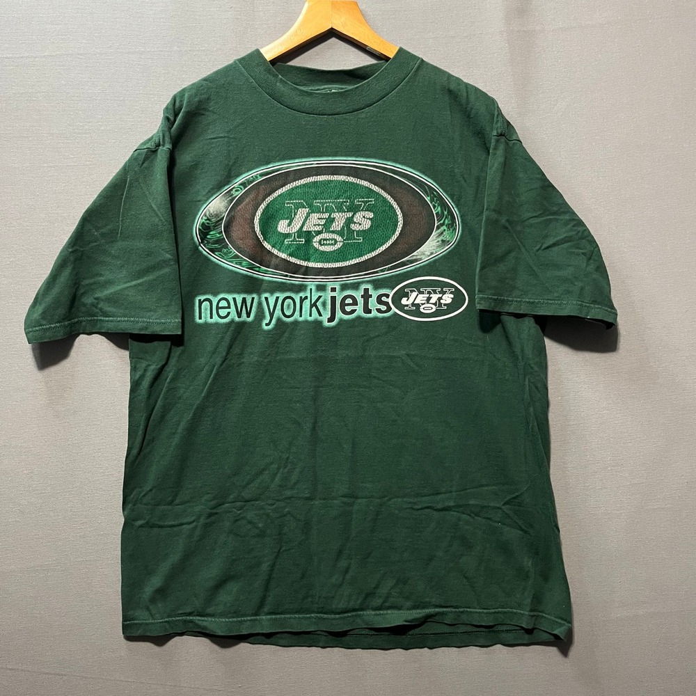 Vintage New York Jets NFL Graphic T-Shirt Mens XL Green Y2K Short Sleeve Tee
